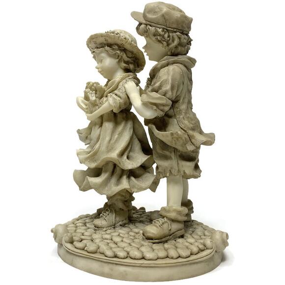 Regency Fine Arts Figurine Boy and Girl With Puppy on Gray Cobbled Base 6.25" - Picture 8 of 8